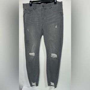 TORRID Grey Super Soft Bombshell Skinny Distressed Jeans size 14R
